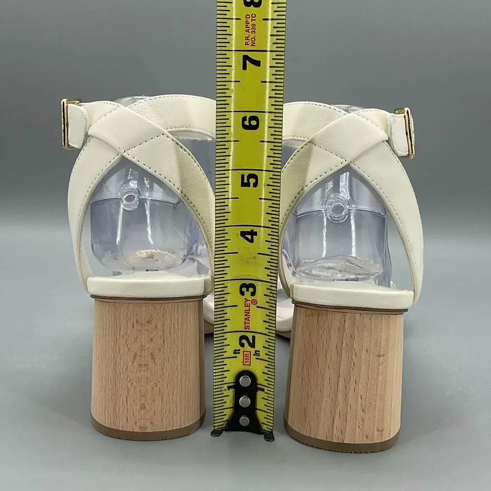 NEW Steve Madden Women’s Mindi Leather Ankle Strap Sandals White Size 9M